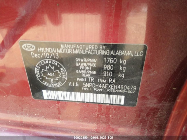Hyundai Elantra Gls 2014 5NPDH4AEXEH460479 Image 9