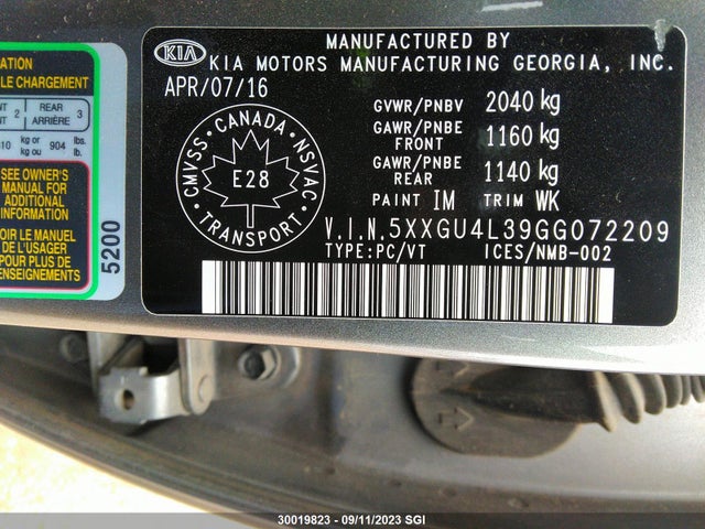 KIA OPTIMA EX 2016 5XXGU4L39GG072209 Image 9