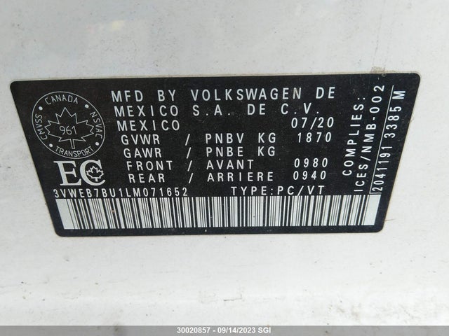 3VWEB7BU1LM071652 Volkswagen JETTA SEL