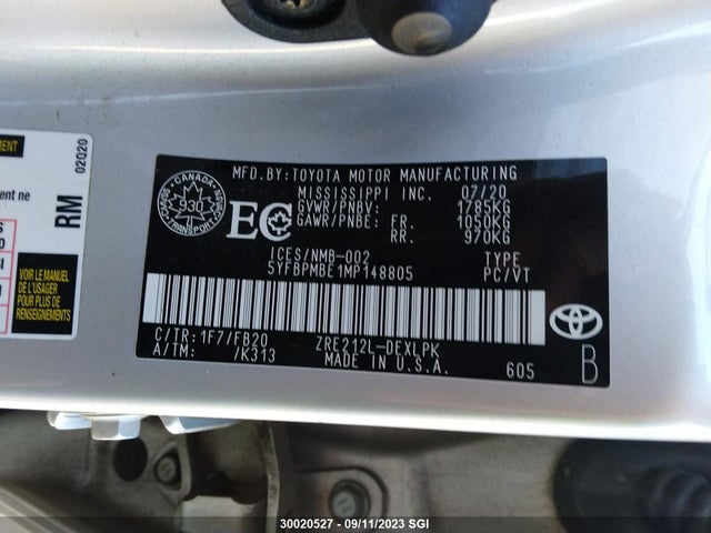 Toyota Corolla L/le/xle 2021 5YFBPMBE1MP148805 Image 9