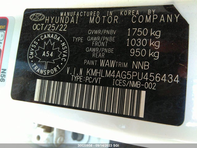 Hyundai ELANTRA SEL 2023 KMHLM4AG5PU456434 Image 9