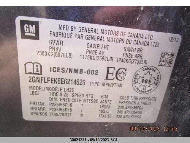 Chevrolet EQUINOX LT 2014 2GNFLFEK8E6214626 Image 6