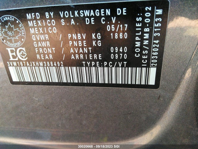 3VW167AJXHM388492 Volkswagen Jetta Sedan Trendline/trendline+