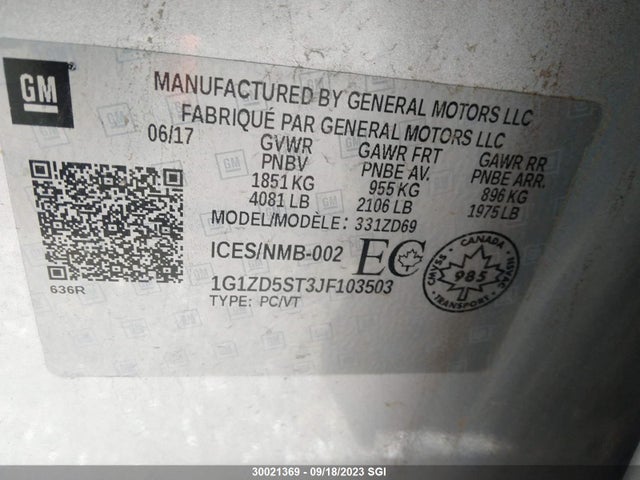 Chevrolet MALIBU LT 2018 1G1ZD5ST3JF103503 Image 9