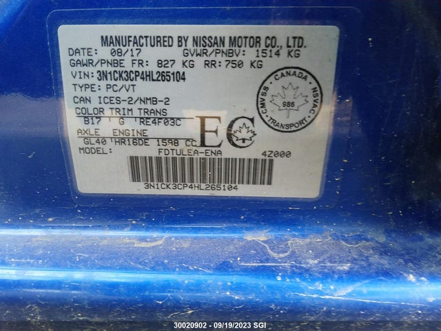 Nissan Micra S/sv/sr 2017 3N1CK3CP4HL265104 Image 9