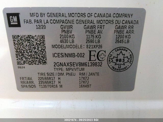 Chevrolet EQUINOX LS 2021 2GNAXSEV8M6139832 Image 9
