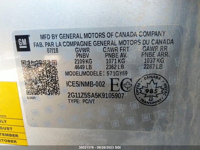 Chevrolet lcv - spark ignited direct injection, dcvcp, variable valve timing, e85 max, e0-e100, alum 2019 2G11Z5SA5K9105907 Image 25
