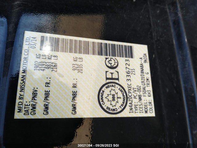 Nissan Leaf Sv/sl + Tech/s 2014 1N4AZ0CPXEC336723 Image 9