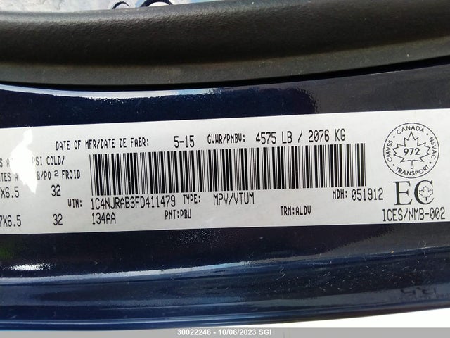 Aukcja sprzedaży 2015 Jeep Patriot, vin: 1C4NJRAB3FD411479, numer aukcji: 30022246