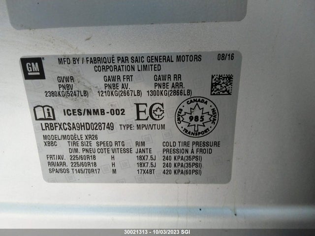 LRBFXCSA9HD028749 Buick Envision Preferred