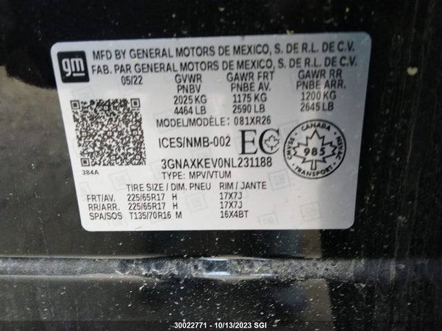 Chevrolet EQUINOX LT 2022 3GNAXKEV0NL231188 Image 7