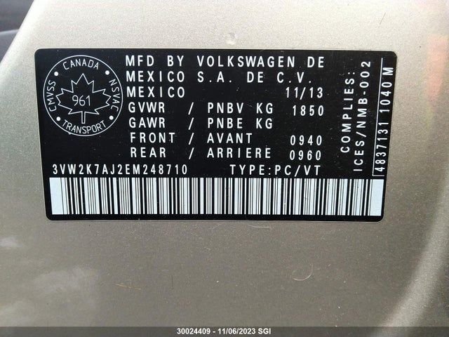 Volkswagen JETTA S 2014 3VW2K7AJ2EM248710 Image 9