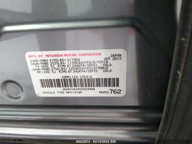 Mitsubishi Outlander 2016 JA4AZ2A34GZ603404 Image 26