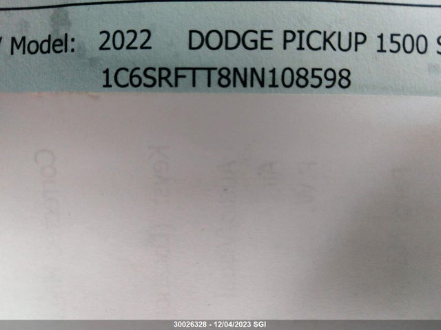 1C6SRFTT8NN108598 RAM 1500 Sport