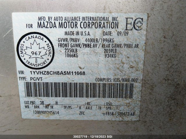 Aukcja sprzedaży 2010 Mazda 6 I, vin: 1YVHZ8CH8A5M11668, numer aukcji: 30027719