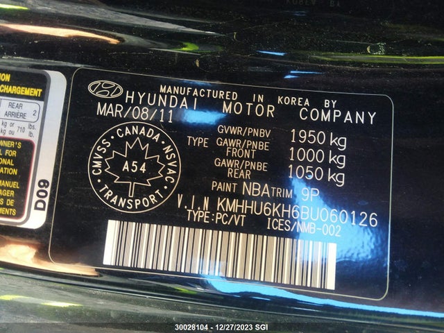 Aukcja sprzedaży 2011 Hyundai Genesis Coupe 3.8l, vin: KMHHU6KH6BU060126, numer aukcji: 30028104