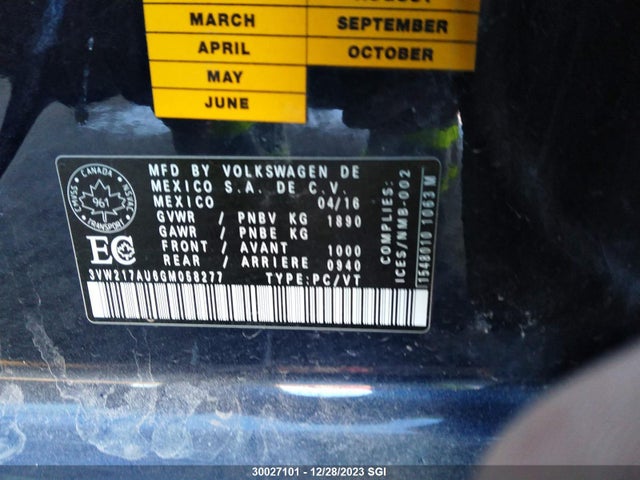 3VW217AU6GM058277 Volkswagen Golf S/se/sel