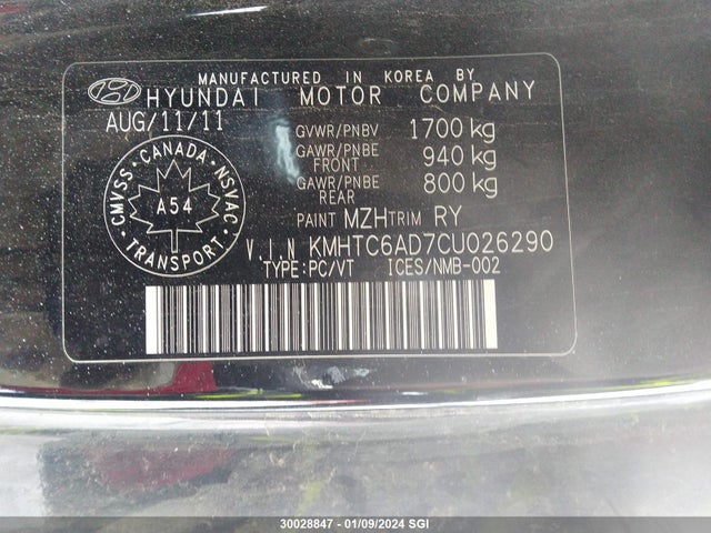 Aukcja sprzedaży 2012 Hyundai Veloster, vin: KMHTC6AD7CU026290, numer aukcji: 30028847