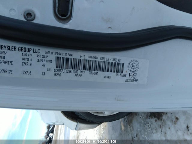 Продаж на аукціоні авто 2013 Ram 1500 Slt, vin: 1C6RR7LT1DS611183, номер лоту: 30029800