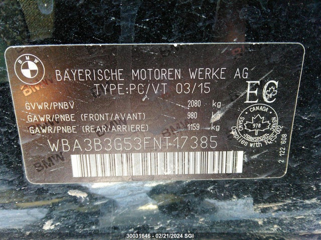 Aukcja sprzedaży 2015 Bmw 328 Xi, vin: WBA3B3G53FNT17385, numer aukcji: 30031646