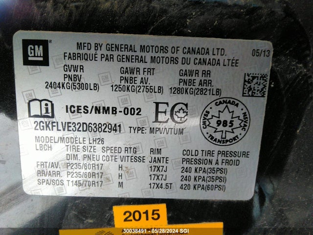 Продажа на аукционе авто 2013 Gmc Terrain Slt, vin: 2GKFLVE32D6382941, номер лота: 30038491