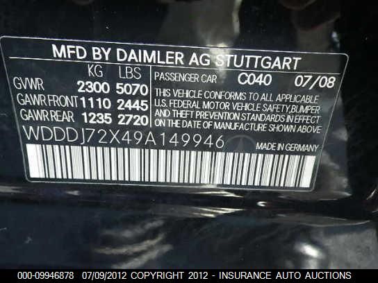 WDDDJ72X49A149946 2009 Mercedes-Benz Cls550