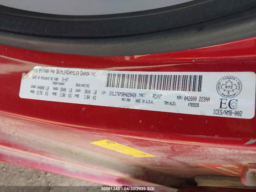 2008 Dodge Avenger R/T VIN: 1B3LD76M38N629420 Lot: 30061340