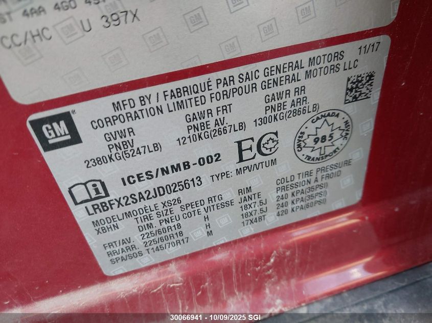 2018 Buick Envision Essence VIN: LRBFX2SA2JD025613 Lot: 30066941