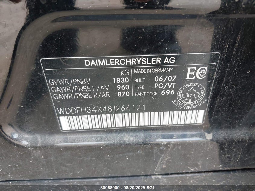 2008 Mercedes-Benz B200 VIN: WDDFH34X48J264121 Lot: 30068900