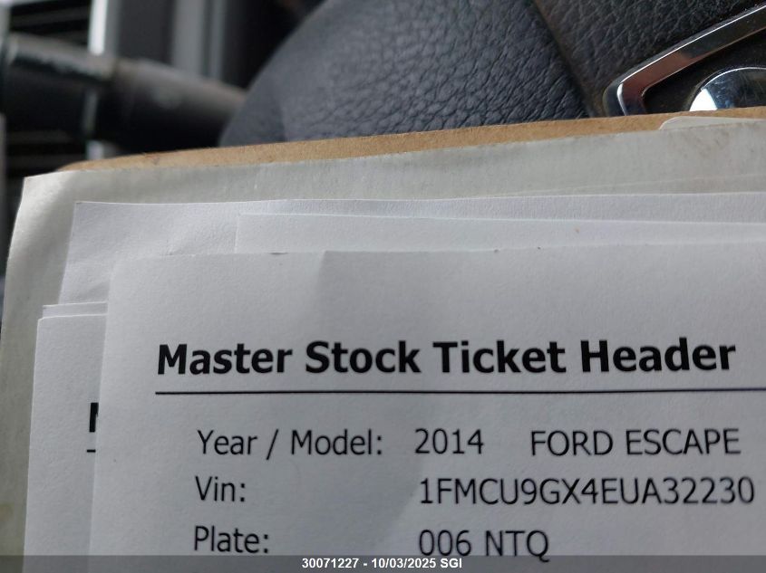 2014 Ford Escape Se VIN: 1FMCU9GX4EUA32230 Lot: 30071227