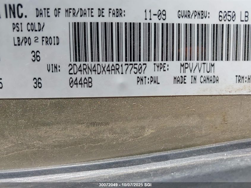 2010 Dodge Grand Caravan Se VIN: 2D4RN4DX4AR177507 Lot: 30072049