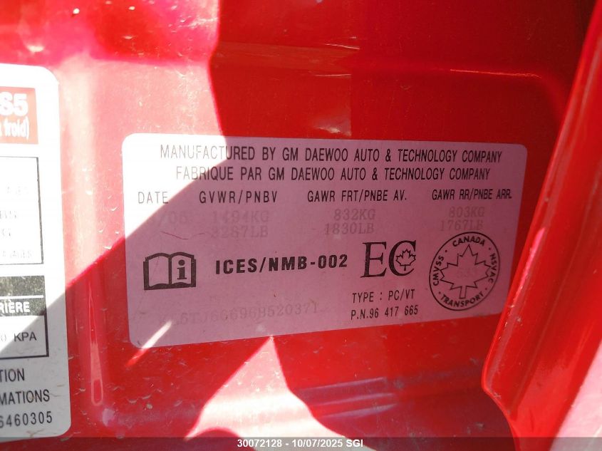 2006 Suzuki Swift VIN: KL5TJ66696B520371 Lot: 30072128