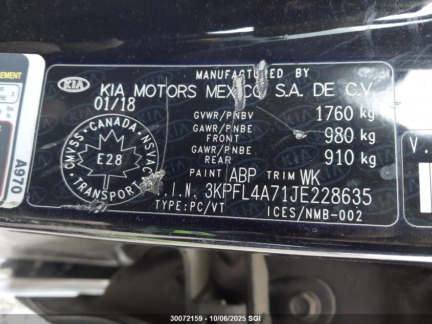 2018 Kia Forte Lx/S VIN: 3KPFL4A71JE228635 Lot: 30072159