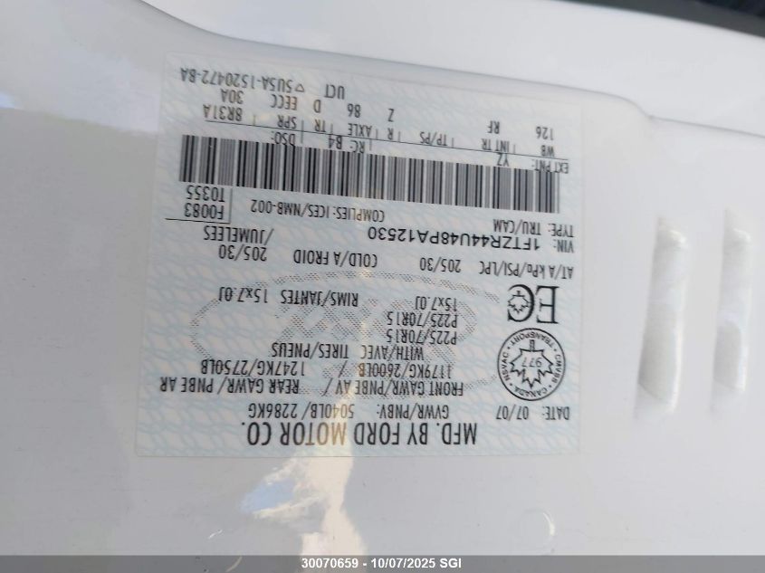 2008 Ford Ranger Super Cab VIN: 1FTZR44U48PA12530 Lot: 30070659