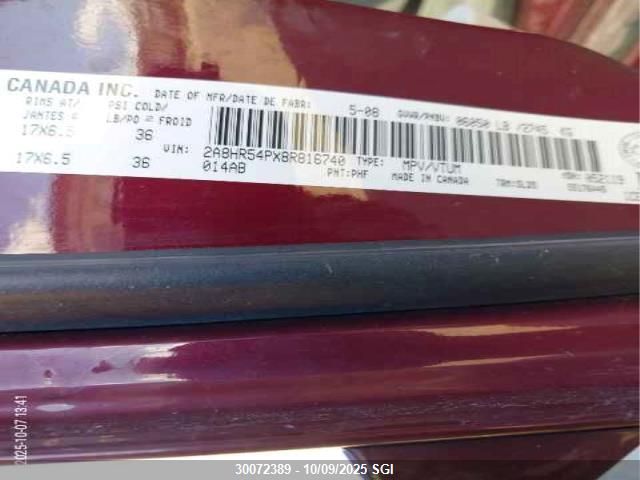 2008 Chrysler Town & Country Touring VIN: 2A8HR54PX8R816740 Lot: 30072389