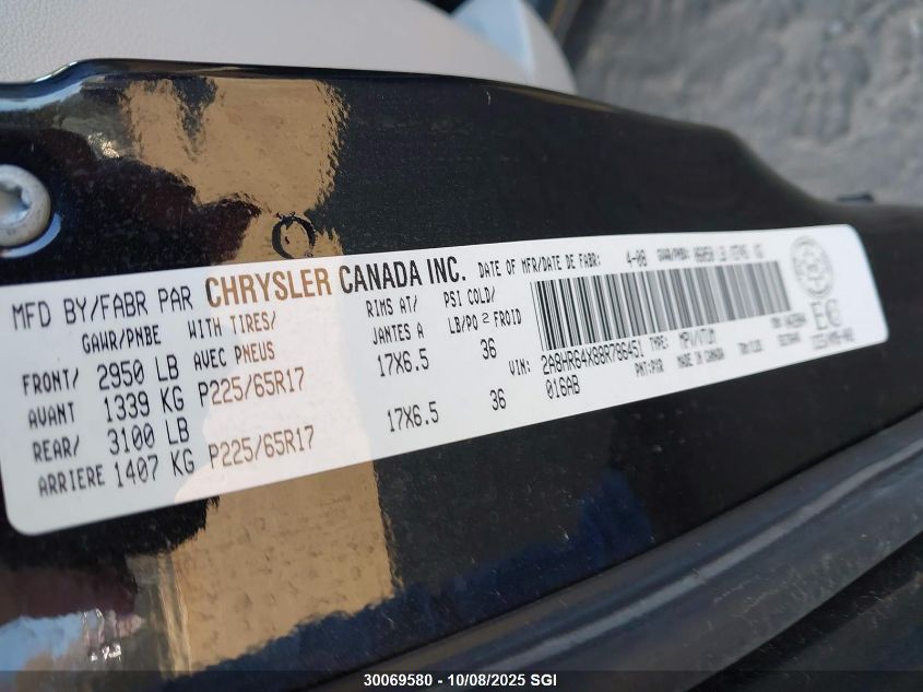 2008 Chrysler Town & Country Limited VIN: 2A8HR64X88R786451 Lot: 30069580