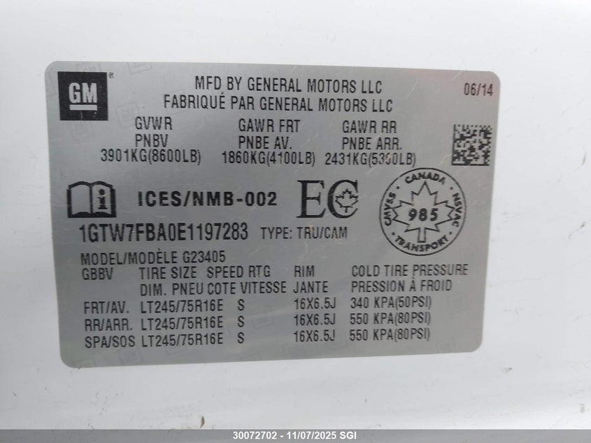 1GTW7FBA0E1197283 2014 GMC SAVANA photo no. 9