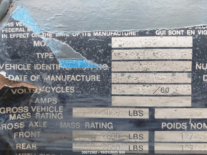 1979 Scamper Canada Ltd Scamp VIN: L21261 Lot: 30073582