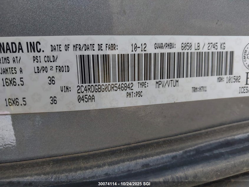 2C4RDGBG0DR546842 2013 DODGE CARAVAN photo no. 9