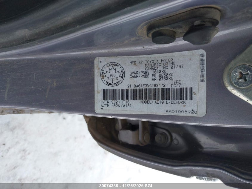2T1BA01E3VC183472 1997 TOYOTA COROLLA photo no. 9