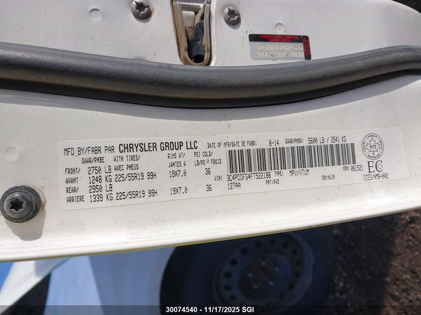 2015 Dodge Journey R/T VIN: 3C4PDDFG4FT522186 Lot: 30074540