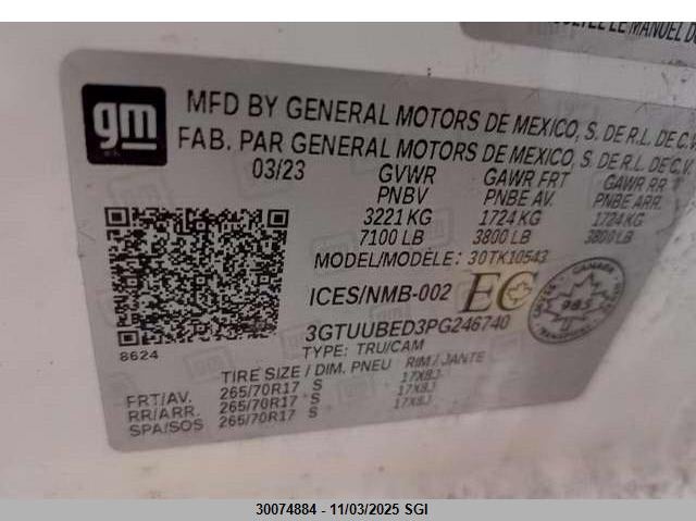 3GTUUBED3PG246740 2023 GMC SIERRA photo no. 8