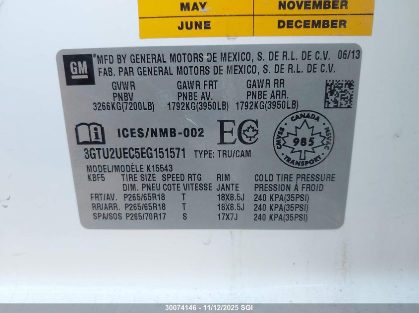 3GTU2UEC5EG151571 2014 GMC SIERRA photo no. 9