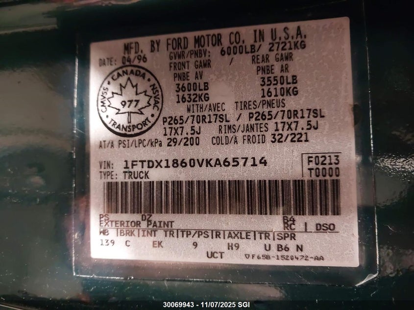 1FTDX1860VKA65714 1997 FORD F-150 photo no. 9