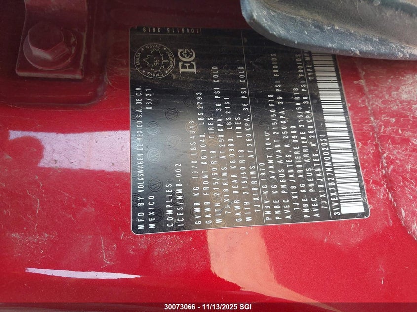 3VVEX7B27NM002021 2022 VOLKSWAGEN TAOS photo no. 9