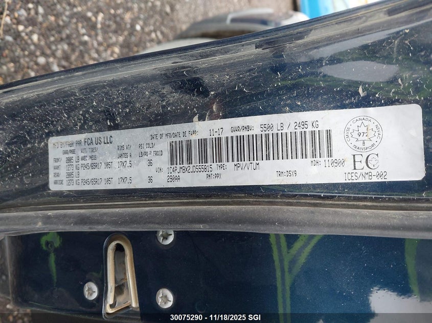 2018 Jeep Cherokee Trailhawk VIN: 1C4PJMBX2JD555815 Lot: 30075290