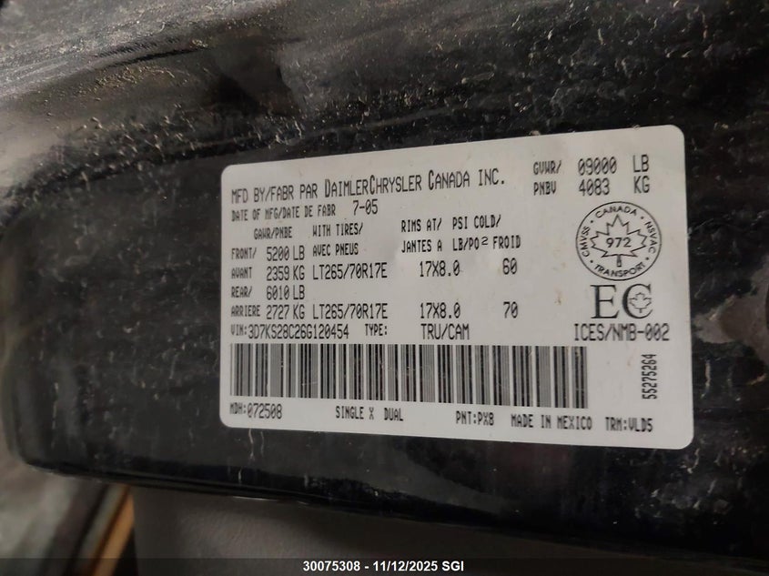 3D7KS28C26G120454 2006 DODGE RAM photo no. 9