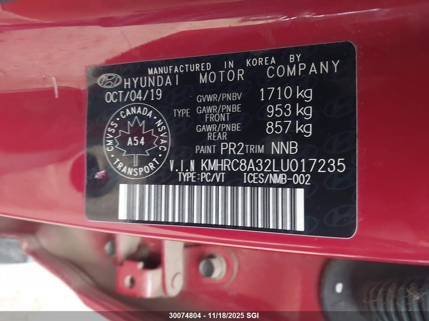 2020 Hyundai Venue Sel/Denim VIN: KMHRC8A32LU017235 Lot: 30074804