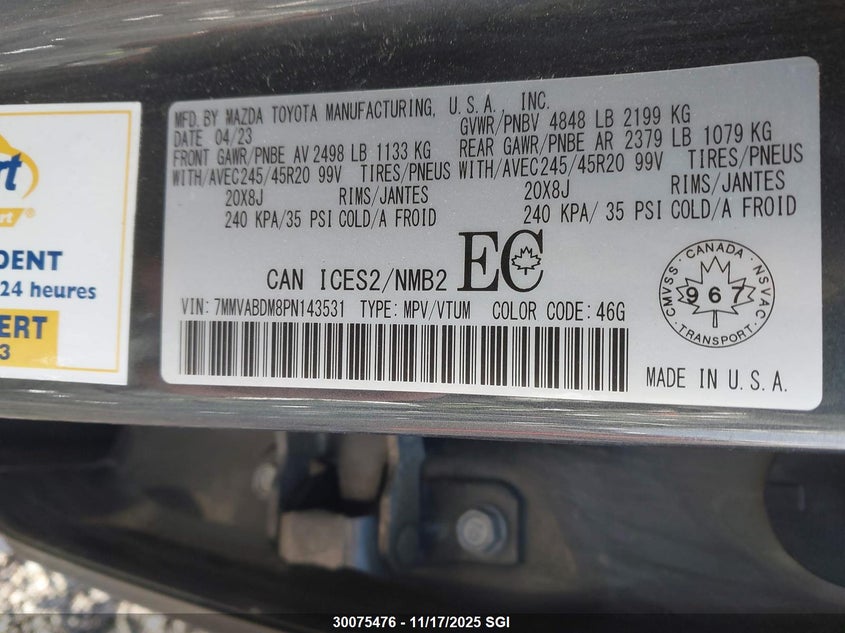 2023 Mazda Cx-50 Premium VIN: 7MMVABDM8PN143531 Lot: 30075476