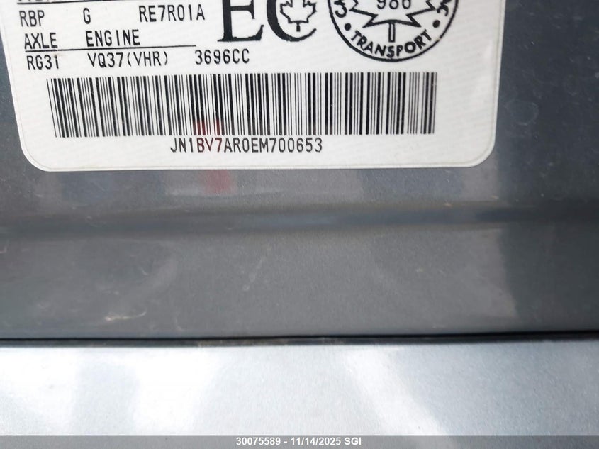 2014 Infiniti Q50 Premium/Sport VIN: JN1BV7AR0EM700653 Lot: 30075589